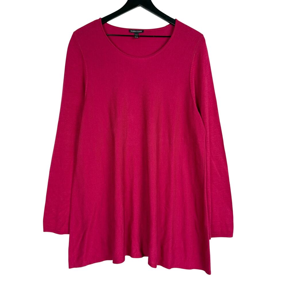 Eileen Fisher Tencel Silk Blend Knit Tunic Sweater Pink - XL